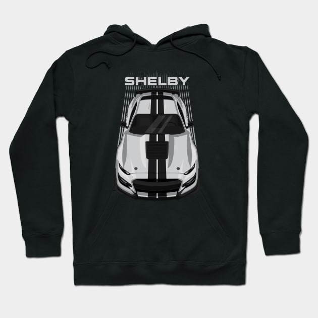 Ford Mustang Shelby GT500 2020-2021 - Silver - Black Stripes Hoodie by V8social